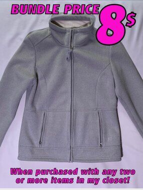 Lady Hathaway Lined Grey Fleece Zip-Up Jacket SMALL